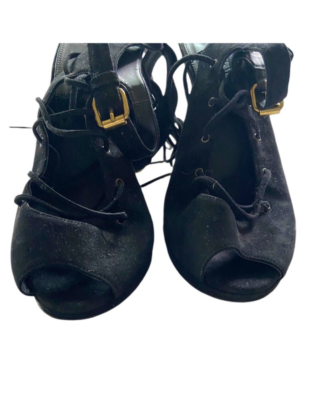 J.Crew Made In Italy Lace Up Heels Black Size 8 Whimsigoth Witchy Renaissance - Picture 5 of 13